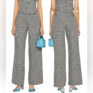 NWT ROTATE Birger Christensen Sparkly Houndstooth  Straight  Leg Trousers Pants